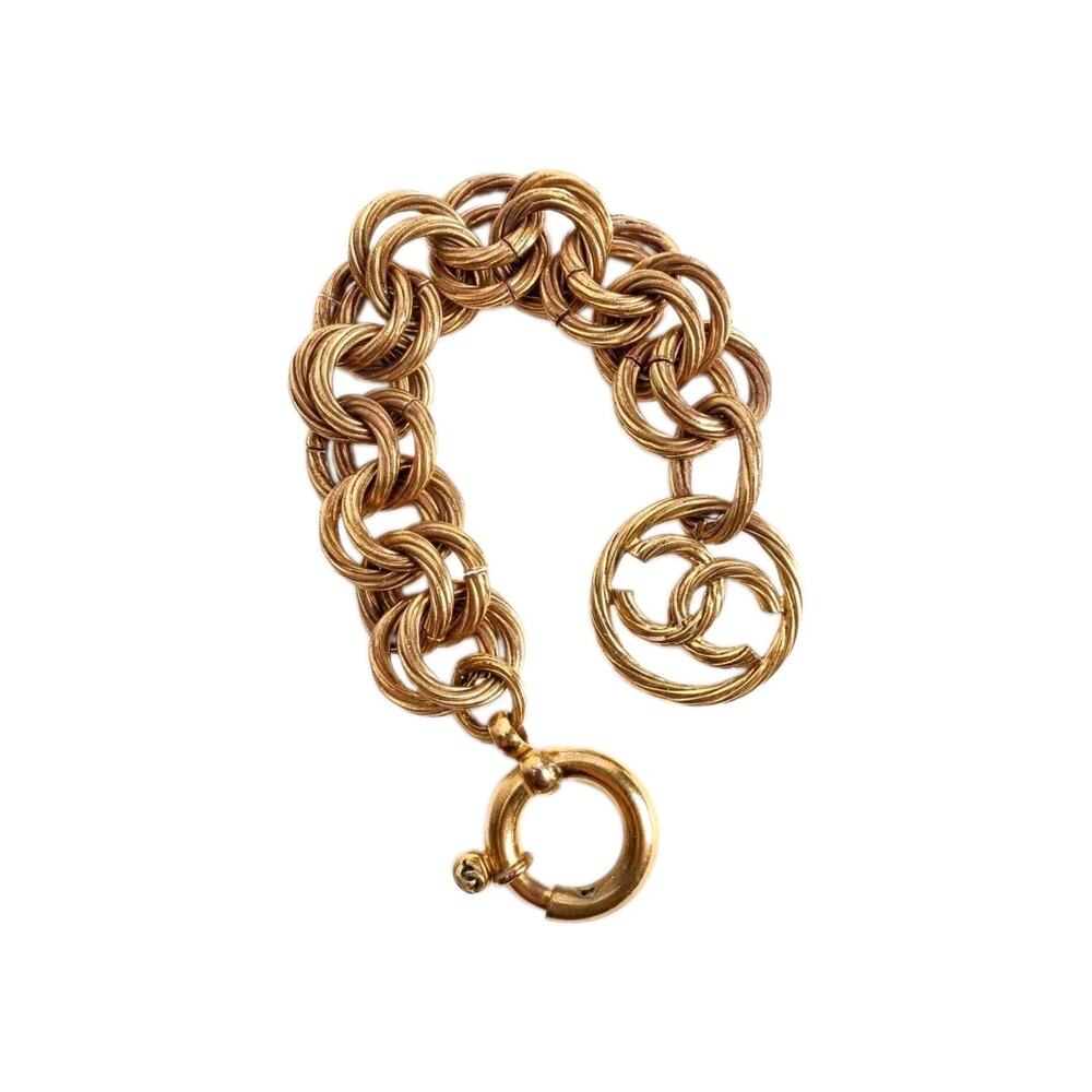 VTG CHANEL double twisted link logo bracelet LAGERFELD SPRING 93 AUTHENTICATED